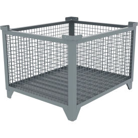 Bulk Wire Mesh Container, 43-1/2"L x 36-1/2"W x 29-1/2"H, Gray