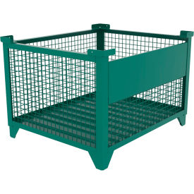 Bulk Wire Mesh Container w/ Drop Gate, 43-1/2"L x 36-1/2"W x 29-1/2"H, Teal