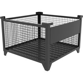 Bulk Wire Mesh Container w/ Drop Gate, 43-1/2"L x 43-1/2"W x 29-1/2"H, Black