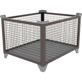 Bulk Wire Mesh Container, 43-1/2"L x 36-1/2"W x 29-1/2"H, Silver
