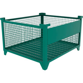Bulk Wire Mesh Container w/ Drop Gate, 49-1/2"L x 43-1/2"W x 29-1/2"H, Teal