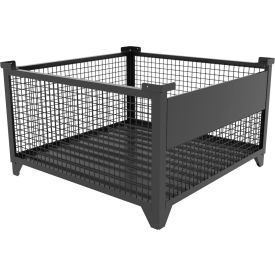 Bulk Wire Mesh Container w/ Drop Gate, 49-1/2"L x 49-1/2"W x 29-1/2"H, Black
