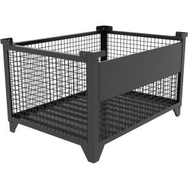 Bulk Wire Mesh Container w/ Drop Gate, 49-1/2"L x 36-1/2"W x 29-1/2"H, Black