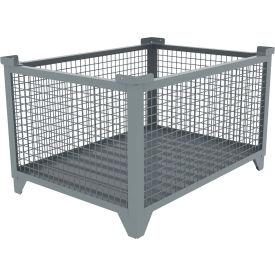 Bulk Wire Mesh Container, 49-1/2"L x 36-1/2"W x 29-1/2"H, Gray