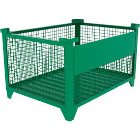Bulk Wire Mesh Container w/ Drop Gate, 49-1/2"L x 36-1/2"W x 29-1/2"H, Green