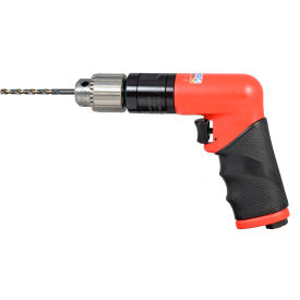 0.4 HP Non-Reversing Pistol Grip Air Drill, Keyed 1/4" Chuck, 4300 RPM