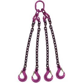 9/32" x 5' Adjustable 4 Leg Chain Sling with Sling Hooks, Grade 100