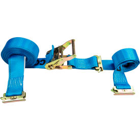 E-Track Ratchet Strap, Double-Fitted End, 2" x 20', Blue