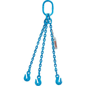Three Leg Chain Sling, Grab Hook, 9/32" x 10', 7800 lb. Sling Capacity, 30-Degrees Angle, G120