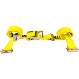 E-Track Ratchet Strap with Double End Fittings, 2" x 12', Yellow