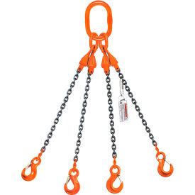 9/32" x 5' Quad Leg Chain Sling, 6400 lb Capacity, 30° Angle, Grade 100