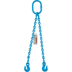 Double Leg Chain Sling, Grab Hook, 3/8" x 10', 10600 lb Capacity, 30-Deg Angle, G120