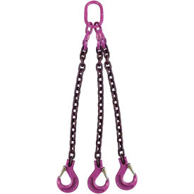 3/4" x 20' 3 Leg Chain Sling with Sling Hooks, Grade 100