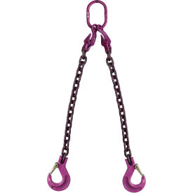 3/8" x 10' Adjustable 2 Leg Chain Sling with Sling Hooks, Grade 100