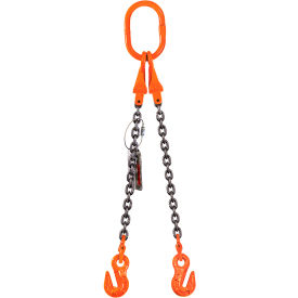 Double Leg Chain Sling, Grab Hook, 3/8" x 10', 8800 lb, 30-Degrees Angle, G100