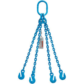 Quad Leg Chain Sling, 9/32" x 5', 7800 lb Sling Capacity, 30° Angle, Grade 120