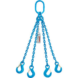 3/8" x 5' Quad Leg Chain Sling, Sling Hook, 15900 lb Capacity, 30-Deg Angle, G120