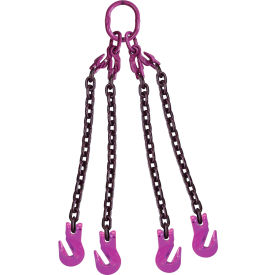 3/8" x 10' Adjustable 4 Leg Chain Sling with Grab Hooks, Grade 100