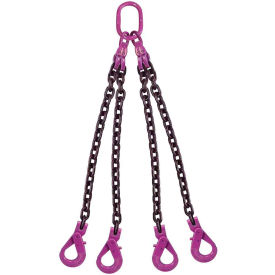 3/8" x 6' 4 Leg Chain Sling with Self-Locking Hooks, Grade 100