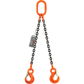 Double Leg Chain Sling with Sling Hook, 3/8" x 3' Grade 100