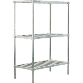 Heavy Duty Shelving Unit, 3 Slatted T-Bar Shelves, 42"W x 18"D x 76-1/4"H