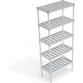 Heavy Duty Shelving Unit, 5 Slatted T-Bar Shelves, 36"W x 18"D x 84-1/4"H