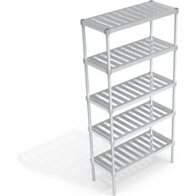 Heavy Duty Shelving Unit, 5 Slatted T-Bar Shelves, 42"W x 18"D x 84-1/4"H