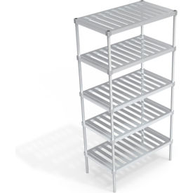 Heavy Duty Shelving Unit, 5 Slatted T-Bar Shelves, 42"W x 24"D x 84-1/4"H