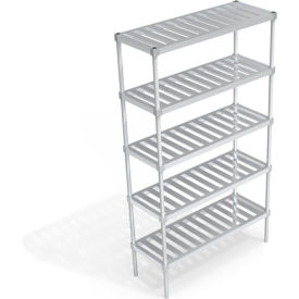 Heavy Duty Shelving Unit, 5 Slatted T-Bar Shelves, 48"W x 18"D x 84-1/4"H