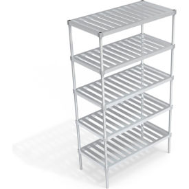 Heavy Duty Shelving Unit, 5 Slatted T-Bar Shelves, 48"W x 24"D x 84-1/4"H