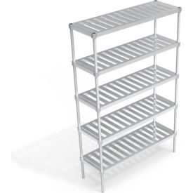 Heavy Duty Shelving Unit, 5 Slatted T-Bar Shelves, 54"W x 18"D x 84-1/4"H