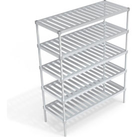 Heavy Duty Shelving Unit, 5 Slatted T-Bar Shelves, 60"W x 24"D x 76-1/4"H