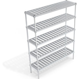 Heavy Duty Shelving Unit, 5 Slatted T-Bar Shelves, 66"W x 18"D x 84-1/4"H