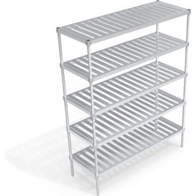 Heavy Duty Shelving Unit, 5 Slatted T-Bar Shelves, 66"W x 24"D x 84-1/4"H