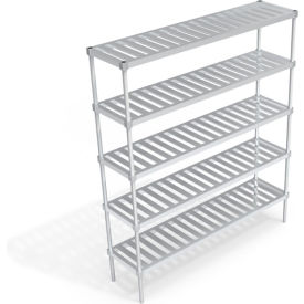 Heavy Duty Shelving Unit, 5 Slatted T-Bar Shelves, 72"W x 18"D x 84-1/4"H