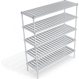 Heavy Duty Shelving Unit, 5 Slatted T-Bar Shelves, 72"W x 24"D x 84-1/4"H