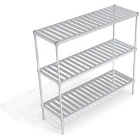 Heavy Duty Shelving Unit, 3 Slatted T-Bar Shelves, 72"W x 24"D x 68-1/4"H