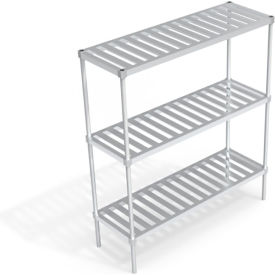 Heavy Duty Shelving Unit, 3 Slatted T-Bar Shelves, 60"W x 20"D x 68-1/4"H