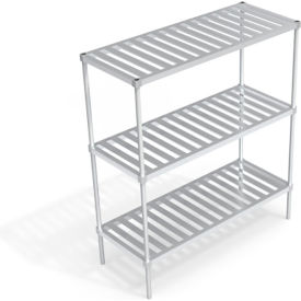 Heavy Duty Shelving Unit, 3 Slatted T-Bar Shelves, 60"W x 24"D x 68-1/4"H