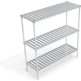Heavy Duty Shelving Unit, 3 Slatted T-Bar Shelves, 72"W x 24"D x 76-1/4"H