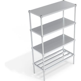 Industrial Shelving Unit, (1) HD-Bar Tubular & (3) Brute Shelves, 48"W x 20"D x 76-1/4"H