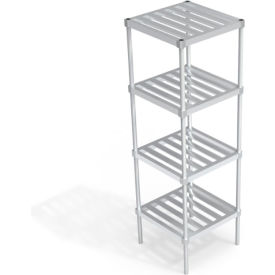 Heavy Duty Shelving Unit, 4 Slatted T-Bar Shelves, 24"W x 24"D x 76-1/4"H