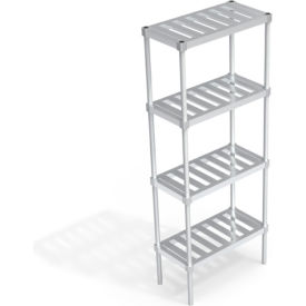 Heavy Duty Shelving Unit, 4 Slatted T-Bar Shelves, 30"W x 15"D x 76-1/4"H