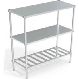 Industrial Shelving Unit, (1) Slatted T-Bar & (2) Solid Brute Shelves, 60"W x 24"D x 68-1/4"H