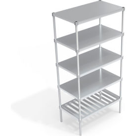 Industrial Shelving Unit, (1) Slatted T-Bar & (4) Solid Brute Shelves, 42"W x 24"D x 84-1/4"H