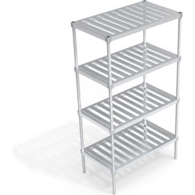 Heavy Duty Shelving Unit, 4 Slatted T-Bar Shelves, 42"W x 24"D x 76-1/4"H