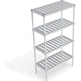 Heavy Duty Shelving Unit, 4 Slatted T-Bar Shelves, 42"W x 20"D x 76-1/4"H