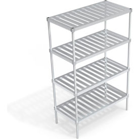 Heavy Duty Shelving Unit, 4 Slatted T-Bar Shelves, 48"W x 24"D x 76-1/4"H