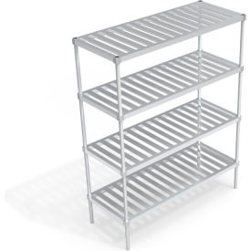 Heavy Duty Shelving Unit, 4 Slatted T-Bar Shelves, 60"W x 24"D x 76-1/4"H