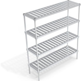 Heavy Duty Shelving Unit, 4 Slatted T-Bar Shelves, 66"W x 20"D x 76-1/4"H